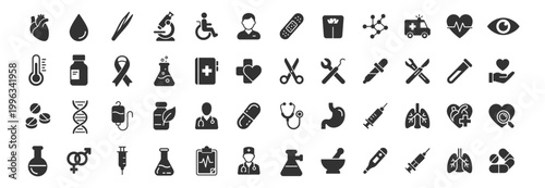 medical icons set vector illustration on transparent background