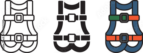 Safety harness vector illustration different styles on white background flat design with industrial