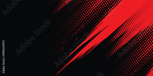 Halftone dots red and blue color pattern gradient grunge texture background. Dot pop art comic sport style vector illustration.