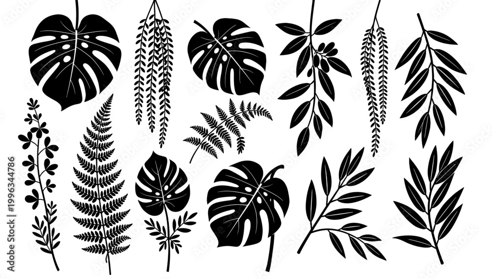 Fototapeta premium A minimalist black and white botanical illustration evoking natural beauty. Perfect for backgrounds, website design, or adding an organic touch to bra
