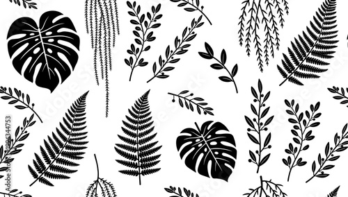 A striking black and white botanical illustration, ideal for adding a natural and elegant touch to designs. Perfect for backgrounds, website elements,