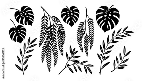 A minimalist silhouette of an olive branch evokes peace and tranquility. Ideal for representing harmony, hope, or natural themes in designs.