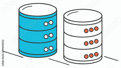 Vector illustration of database server towers icon for data storage hosting and cloud computing technology concept