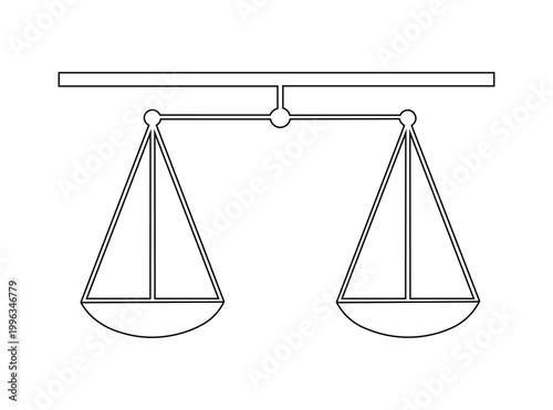 Classic scales of justice law concept vector illustration featuring balanced pans for legal and judicial design themes