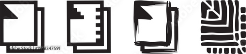 Document files icons set representing layers or duplicates in distinct hand drawn and flat line styles