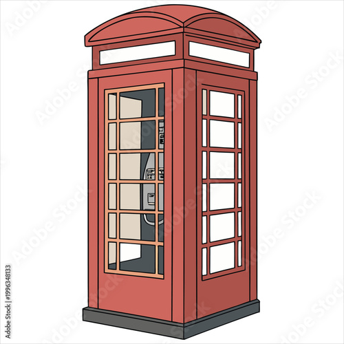 Classic red British telephone booth iconic symbol of London and United Kingdom.