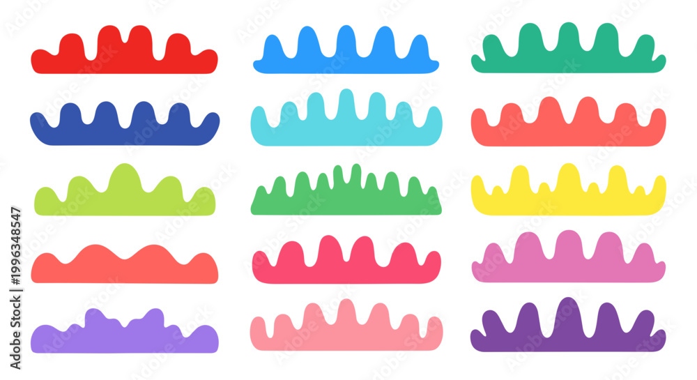 Fototapeta premium A colorful vector graphic of various wavy line designs in different colors