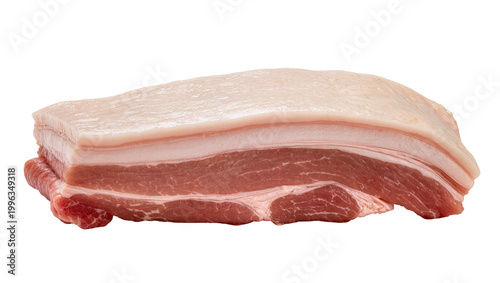 Obraz na płótnie Raw pork belly with thick fat layer, isolated on transparent background