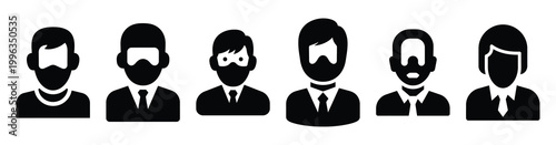 A collection of biometric security silhouette business icon set, black color and white background