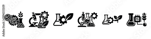 A collection of food technology silhouette business icon set, black color and white background