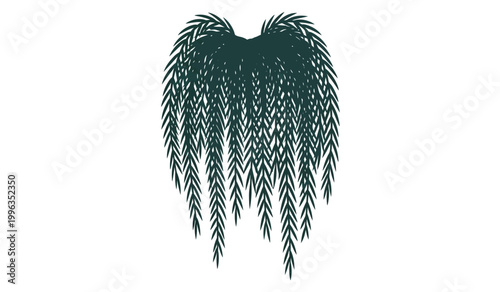 A detailed dark teal graphic depicts cascading fern like foliage resembling wings creating a striking visual impression a silhouette high quality professional modern elegant