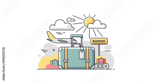 Travel and vacation luggage illustration.