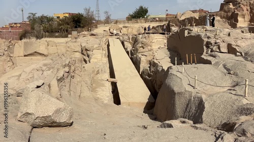 A view of the historic Unfinished Obelisk in Aswan, Egypt. If completed, it would have been approximately 42 meters tall and weighed 1,200 tons.