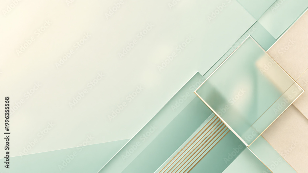 Fototapeta premium Mint Cream Angled Shape Layout Geometric Abstract Background Image