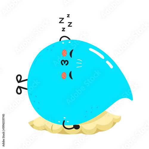 Blue whale character sleeping peacefully on a pillow