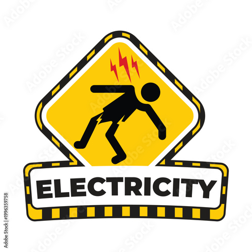 Electricity hazard HSE signage print design 