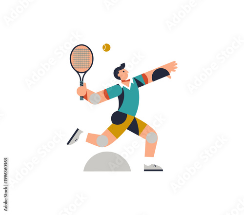 Tennis Player Serving Ball