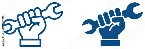 hand wrench repair icon vector