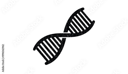 A striking black graphic depicts a double helix dna structure representing genetics and life sciences in silhouette high quality professional detailed modern elegant stylish