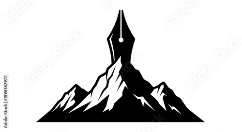 Mountain range with a fountain pen nib.