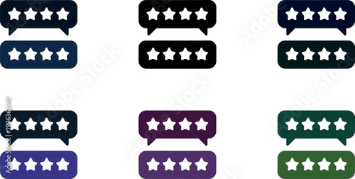 Colorful star rating speech bubbles customer feedback and reviews