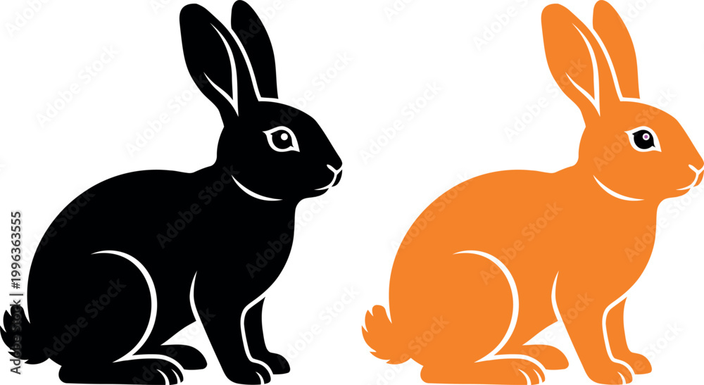 Fototapeta premium Two rabbits in black and orange