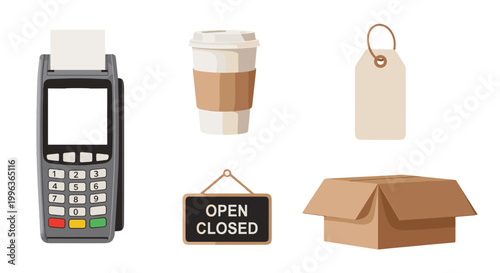 Collection of retail and shopping related objects