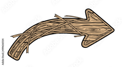 Wooden arrow sign pointing to the right on textured surface