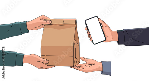 Online shopping delivery and package receiving concept