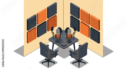 Modern conference room with soundproof wall panels