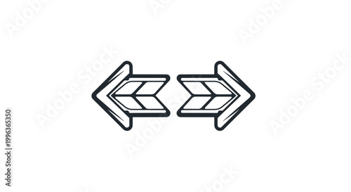 Minimalist black and white arrows pointing in opposite directions