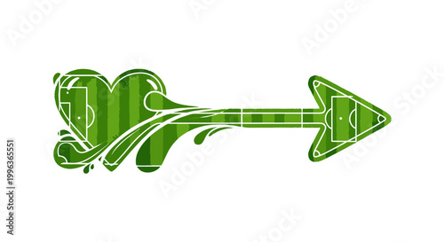 Green arrow with decorative floral design