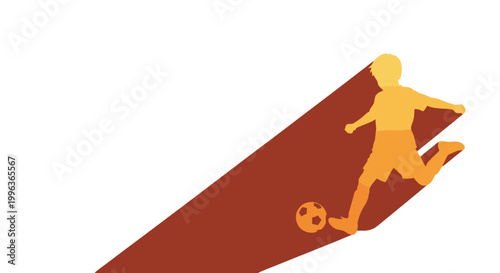 Silhouette of soccer player kicking ball on shadowed ground