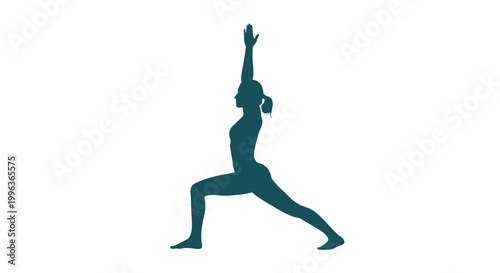 Silhouette of a woman practicing yoga in warrior pose