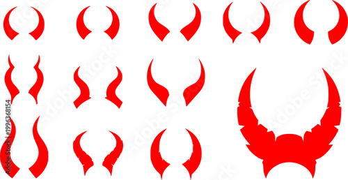 Set of devil horns silhouette vector art
