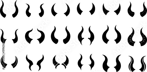 Set of devil horns silhouette vector art
