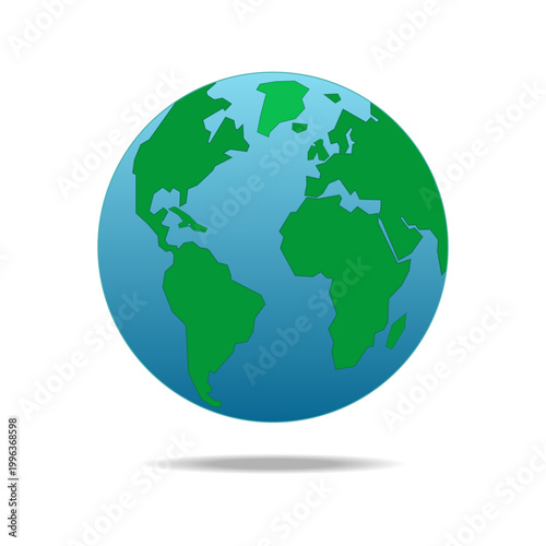 Earth Icon Vector - Planet Globe, World Map and Global Symbol Outline Illustration