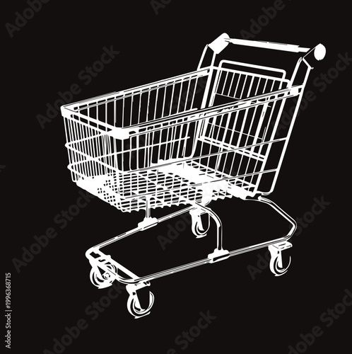 New Best Shopping Cart: A wireframe cart with two small circular wheels.