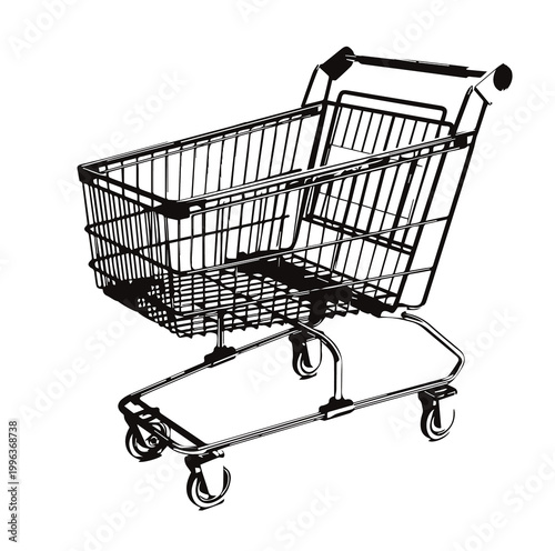 New Best Shopping Cart: A wireframe cart with two small circular wheels.