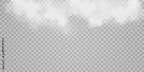 Fog or smoke isolated transparent special effect. White vector cloudiness, mist or smog background. Vector illustration