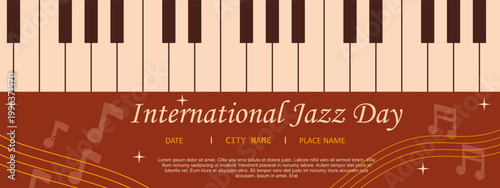 Photography International Jazz Day Celebration Banner Template with Piano Keys