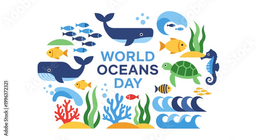 World Oceans Day marine life celebration.