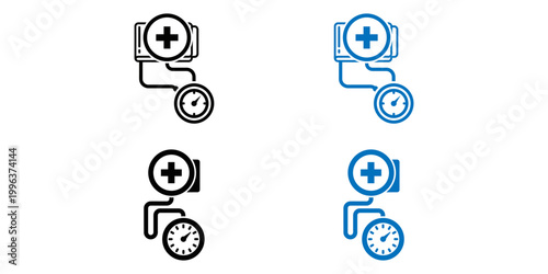 Medical alert system icons four variations of a help button and receiver