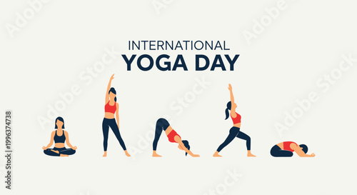 International Yoga Day illustration with women.