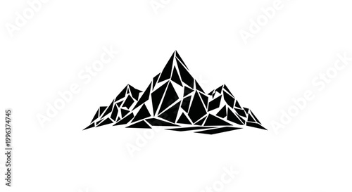 Geometric mountain range illustration in black.