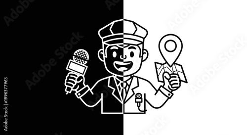 Illustration of a smiling cartoon pilot.