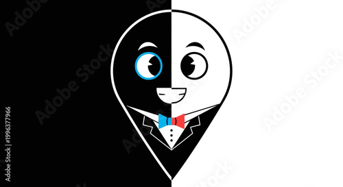 A cartoon character with a split personality.