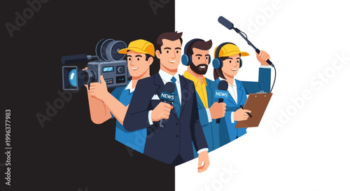 Three men working in film production.