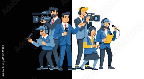 A group of journalists and camera operators.