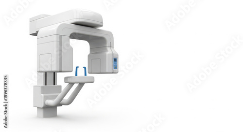 Advanced Dental X-ray Imaging Arm with Blue Details for Precision Oral Diagnostics on White Background.